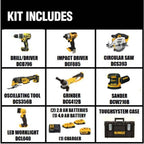 DEWALT 20V MAX Cordless 7 Tool Combo Kit with TOUGHSYSTEM Case, (1) 20V 4.0Ah Battery and (2) 20V 2.0Ah Batteries DCKTS781D2M1