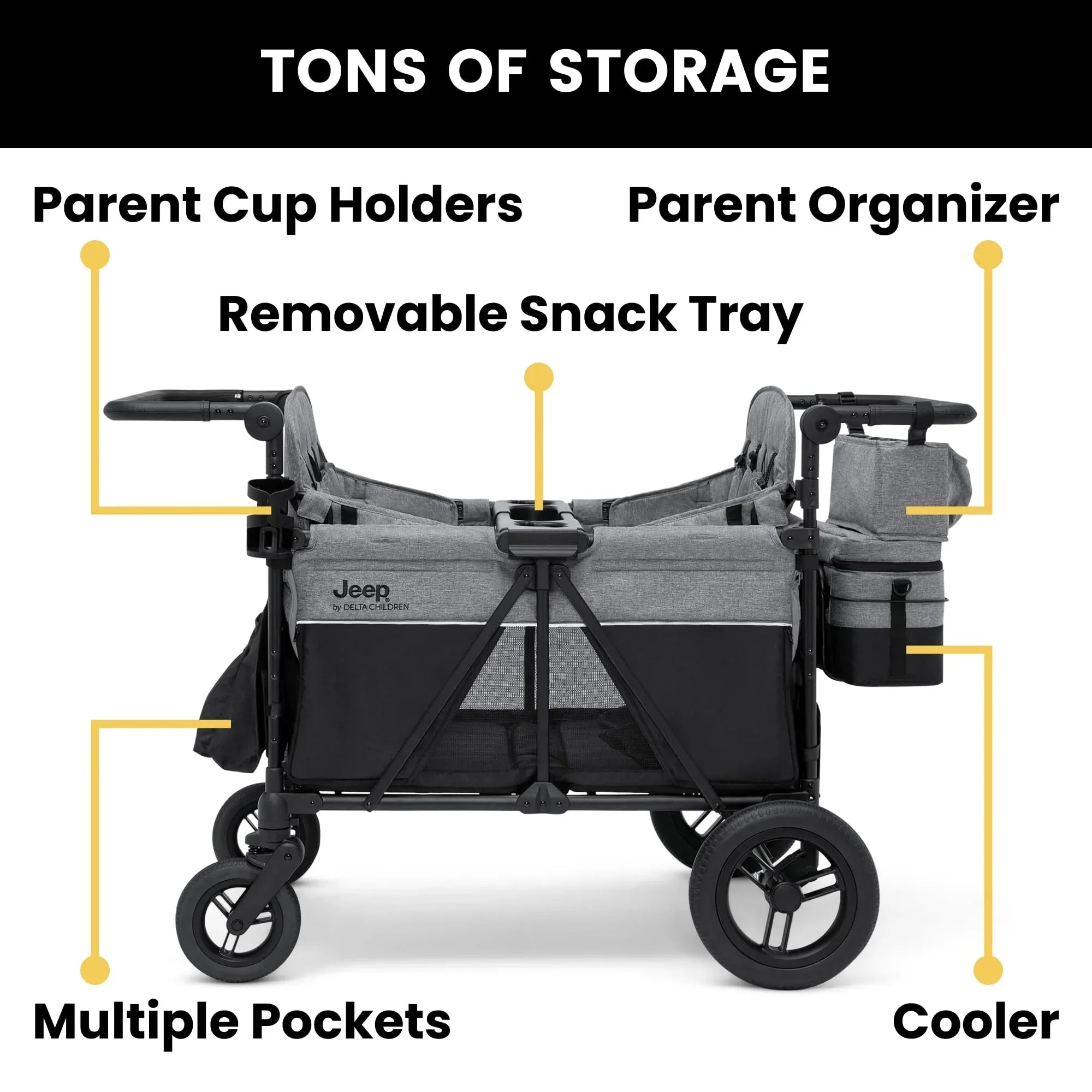 Delta Children's Jeep Wrangler Deluxe 4-Seater Stroller Wagon