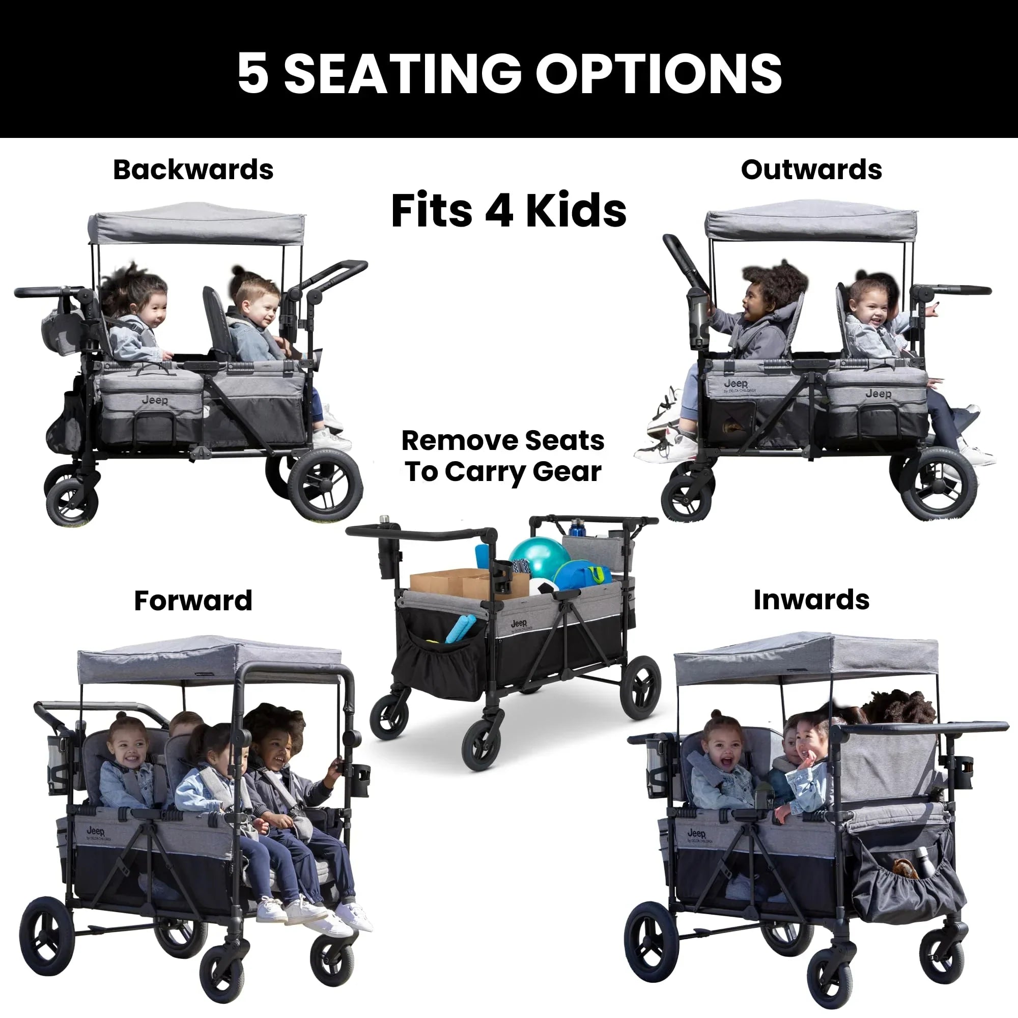 Delta Children's Jeep Wrangler Deluxe 4-Seater Stroller Wagon