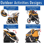 Jogging Sports Stroller with Comfort Rubber Wheels/Zipper-Less Entry/1-Hand Quick Fold/Aluminum Frame for Small/Medium Dogs, Cats and Pets (Green Camo)