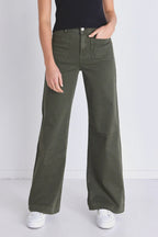 Army Green High Waisted Wide Leg Jeans