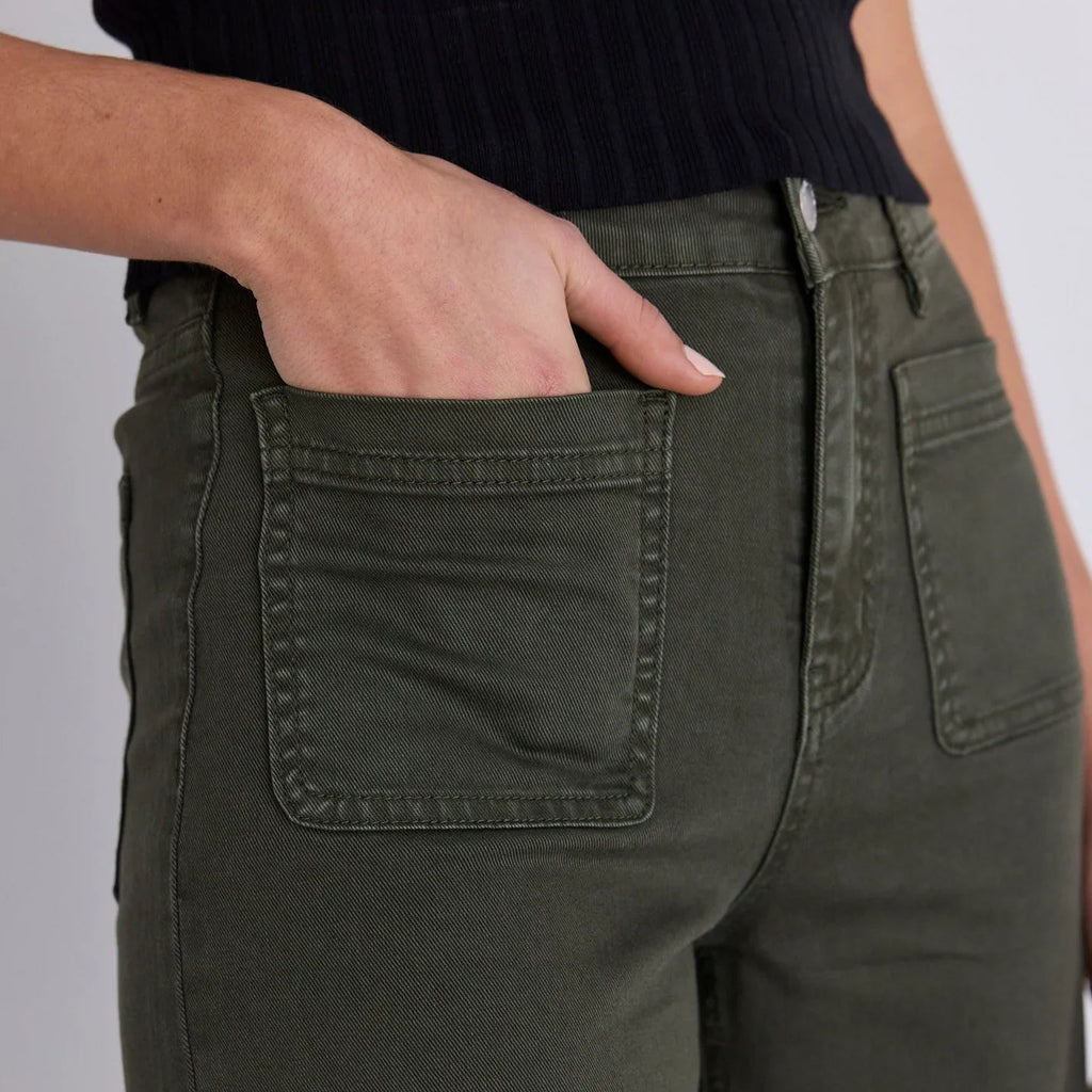 Army Green High-Waisted Wide-Leg Jeans