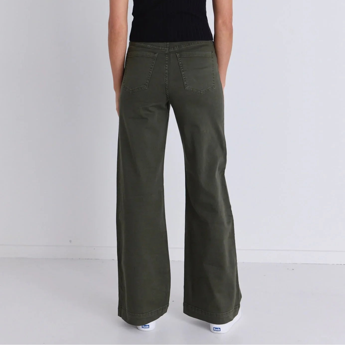 Army Green High-Waisted Wide-Leg Jeans