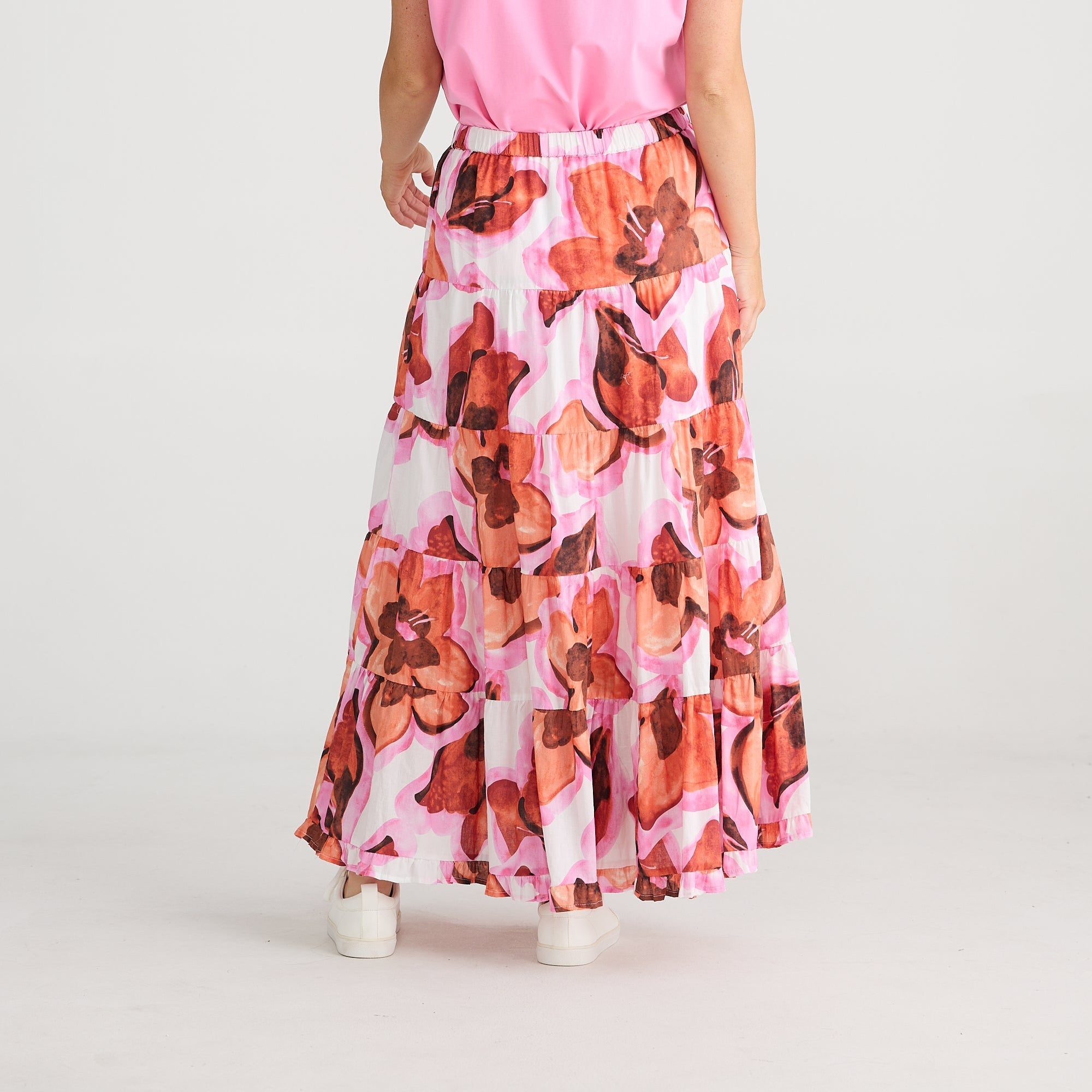 Azalea Floral Print Midi Skirt
