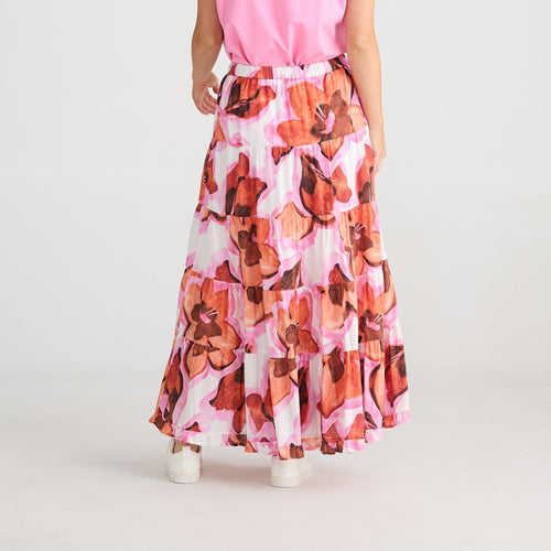 Azalea Floral Print Midi Skirt
