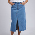 Blue Denim Midi Skirt
