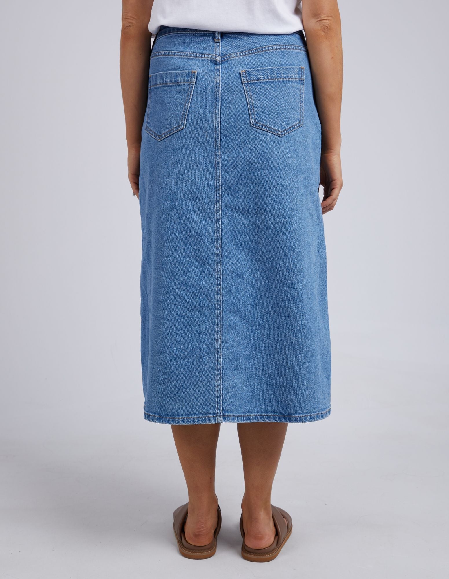 Blue Denim Midi Skirt