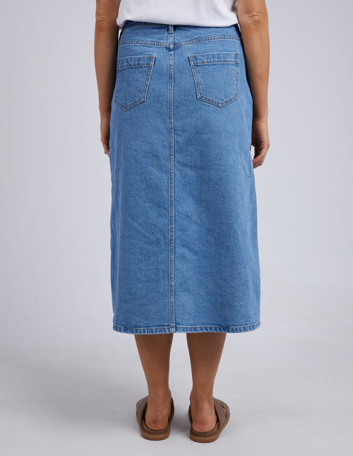 Blue Denim Midi Skirt