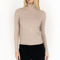 Khaki Turtleneck Fitted Long Sleeved Sweater