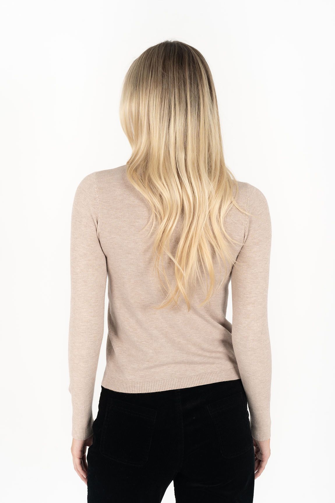 Khaki Turtleneck Fitted Long-Sleeved Sweater