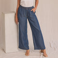 Lyocell Fiber Blue Casual Pants