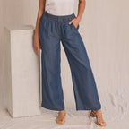 Lyocell Fiber Blue Casual Pants