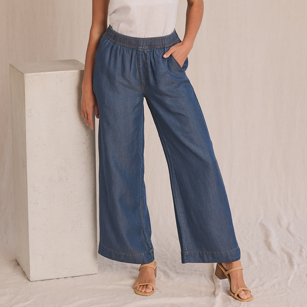 Lyocell Fiber Blue Casual Pants