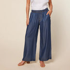 Lyocell Fiber Blue Casual Pants