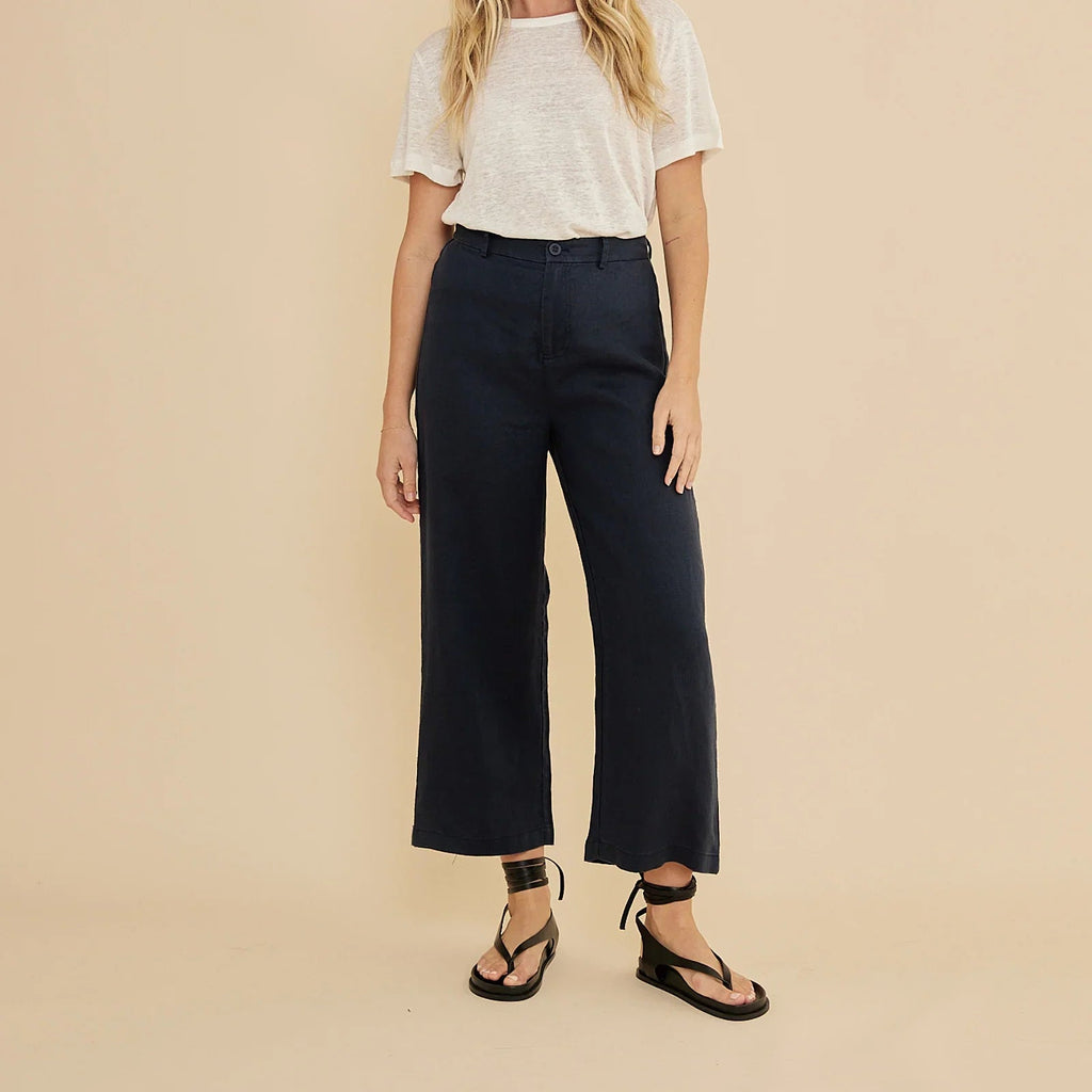 Navy Blue Linen Trousers Pants