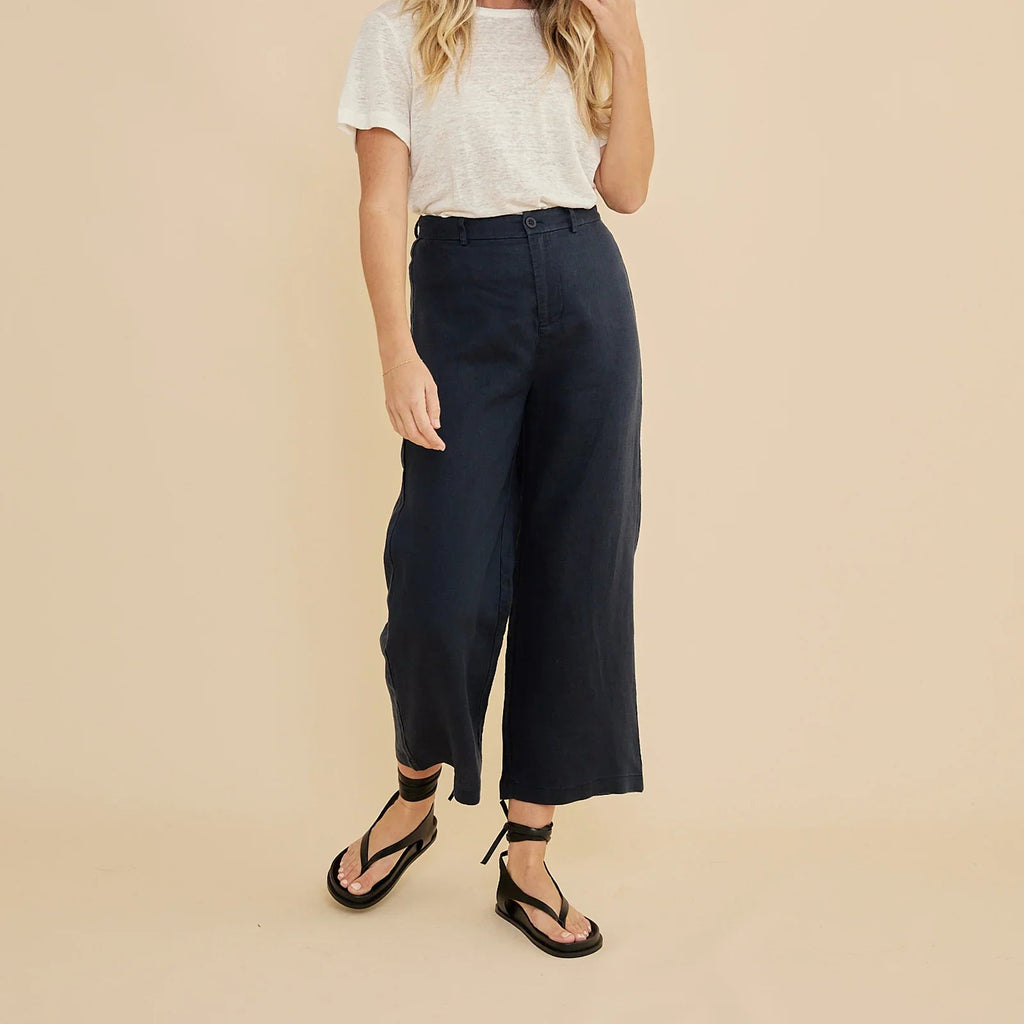 Navy Blue Linen Trousers Pants