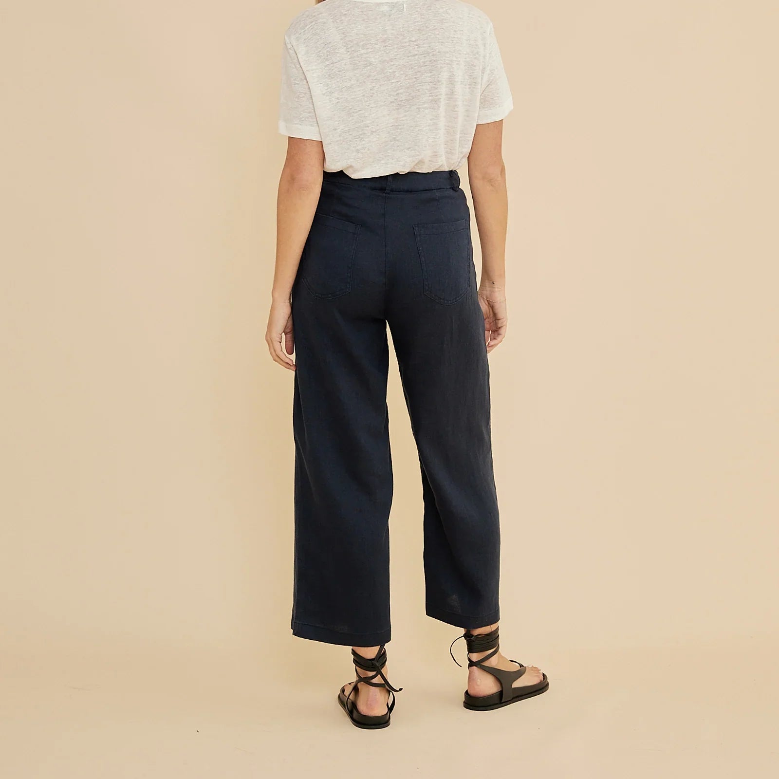 Navy Blue Linen Trousers Pants