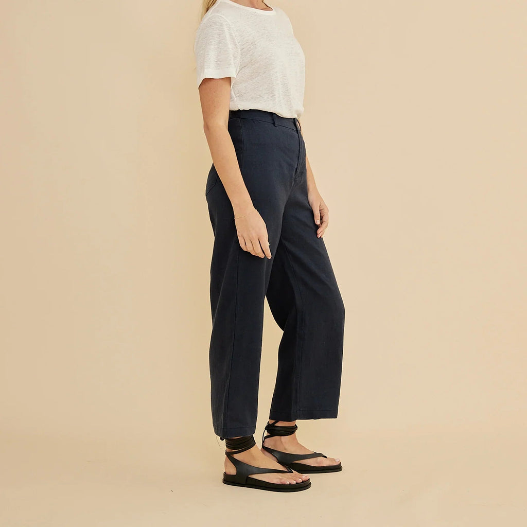 Navy Blue Linen Trousers Pants