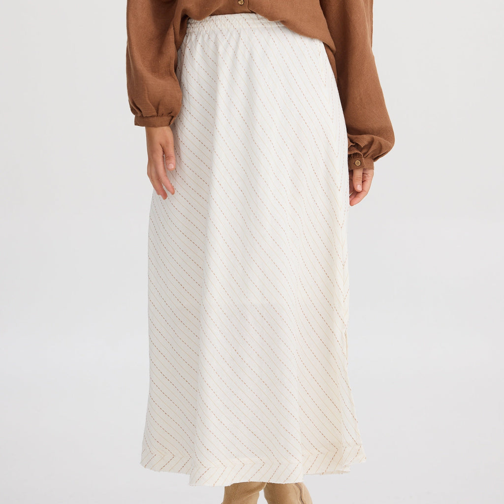 Simple White Striped Skirt