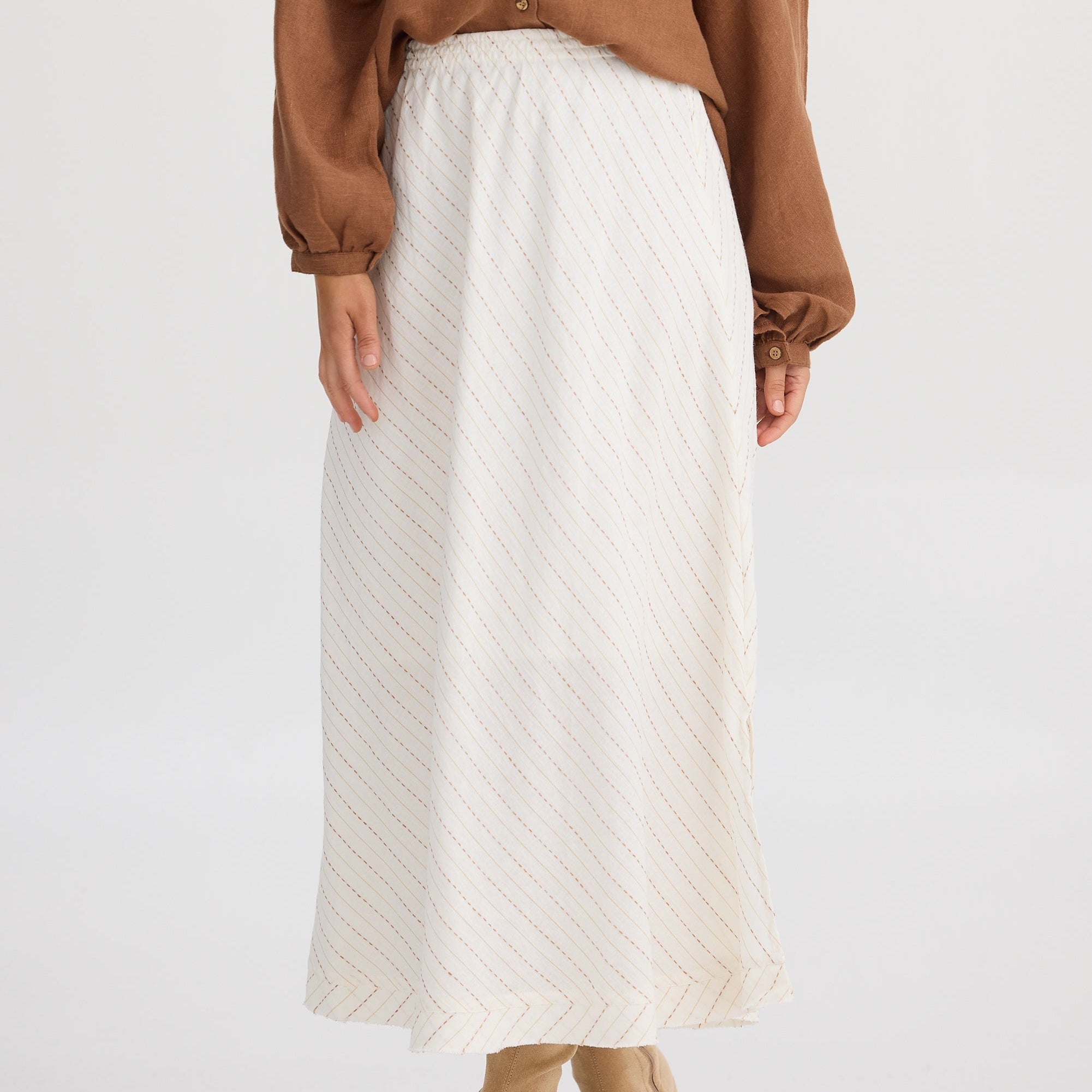 Simple White Striped Skirt