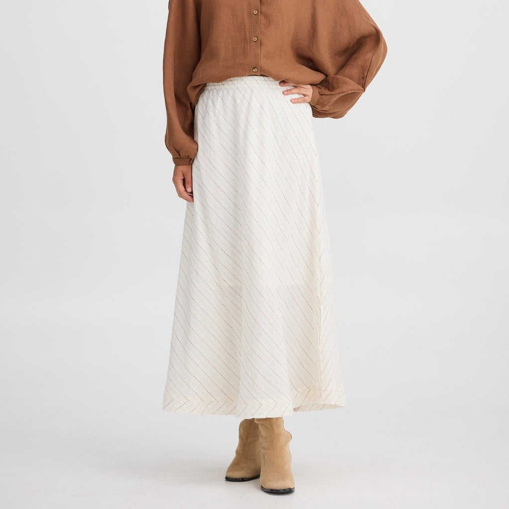 Simple White Striped Skirt