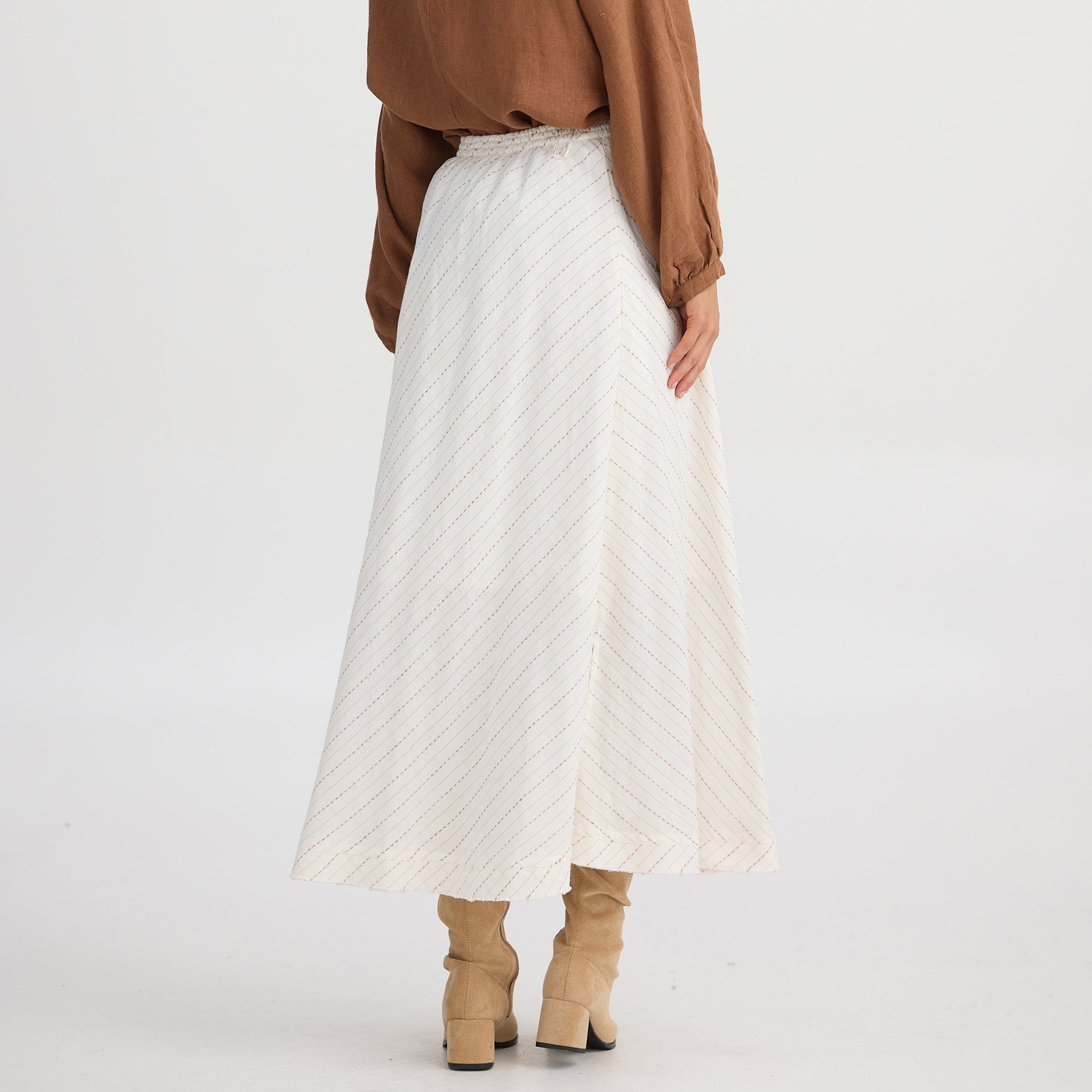 Simple White Striped Skirt