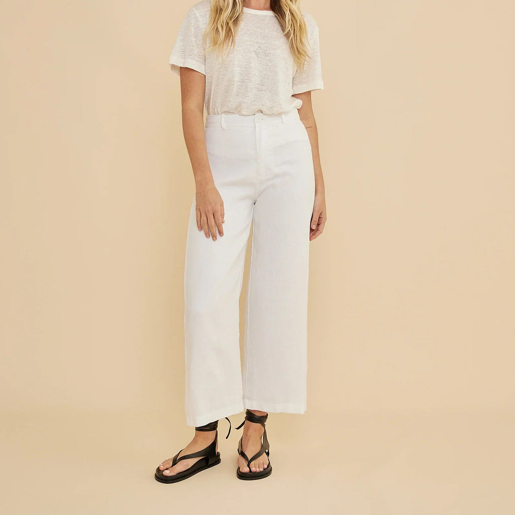 White Linen Casual Pants