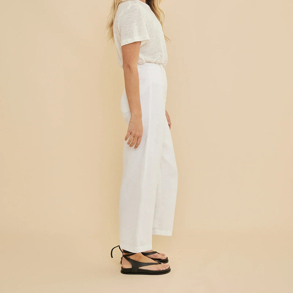 White Linen Casual Pants