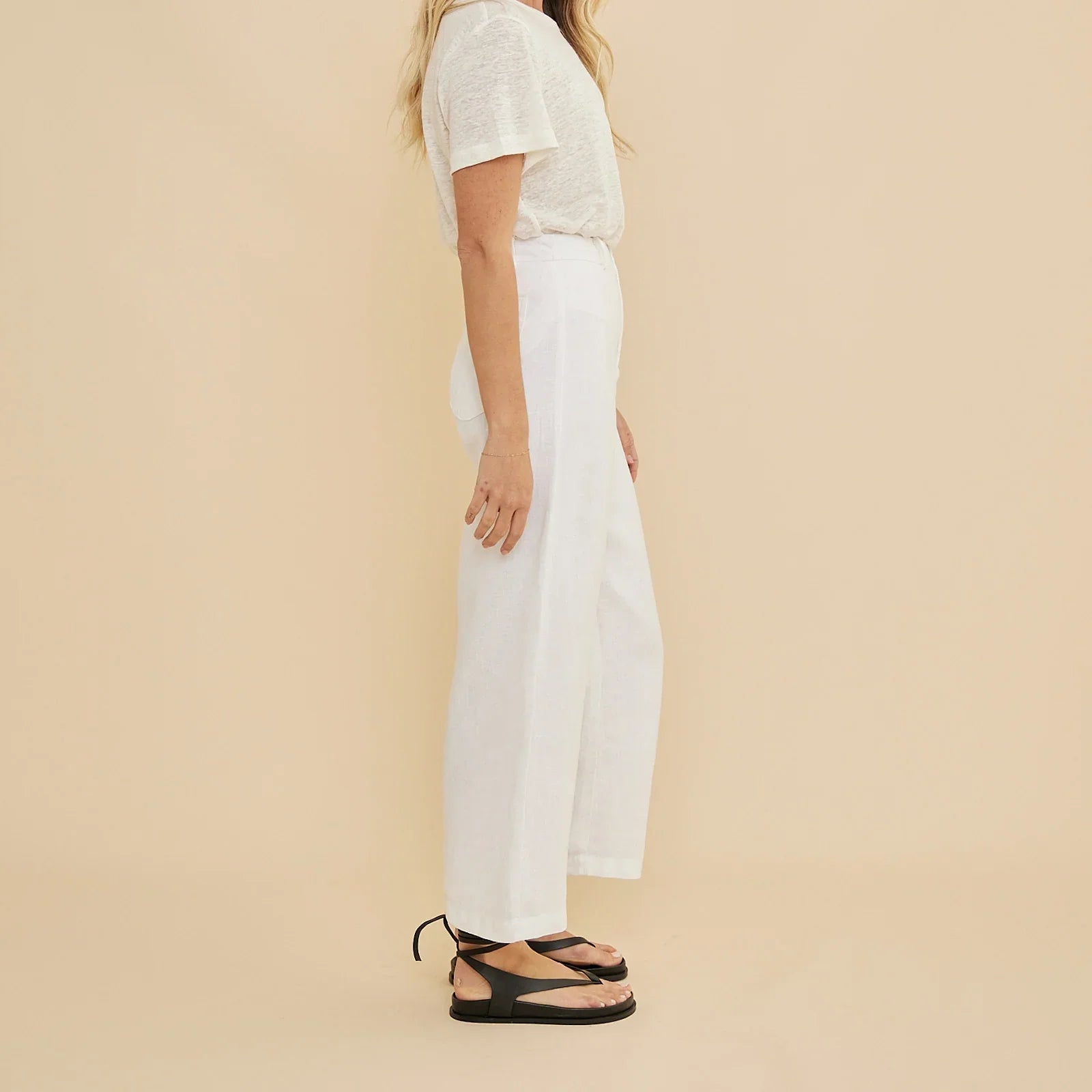 White Linen Casual Pants