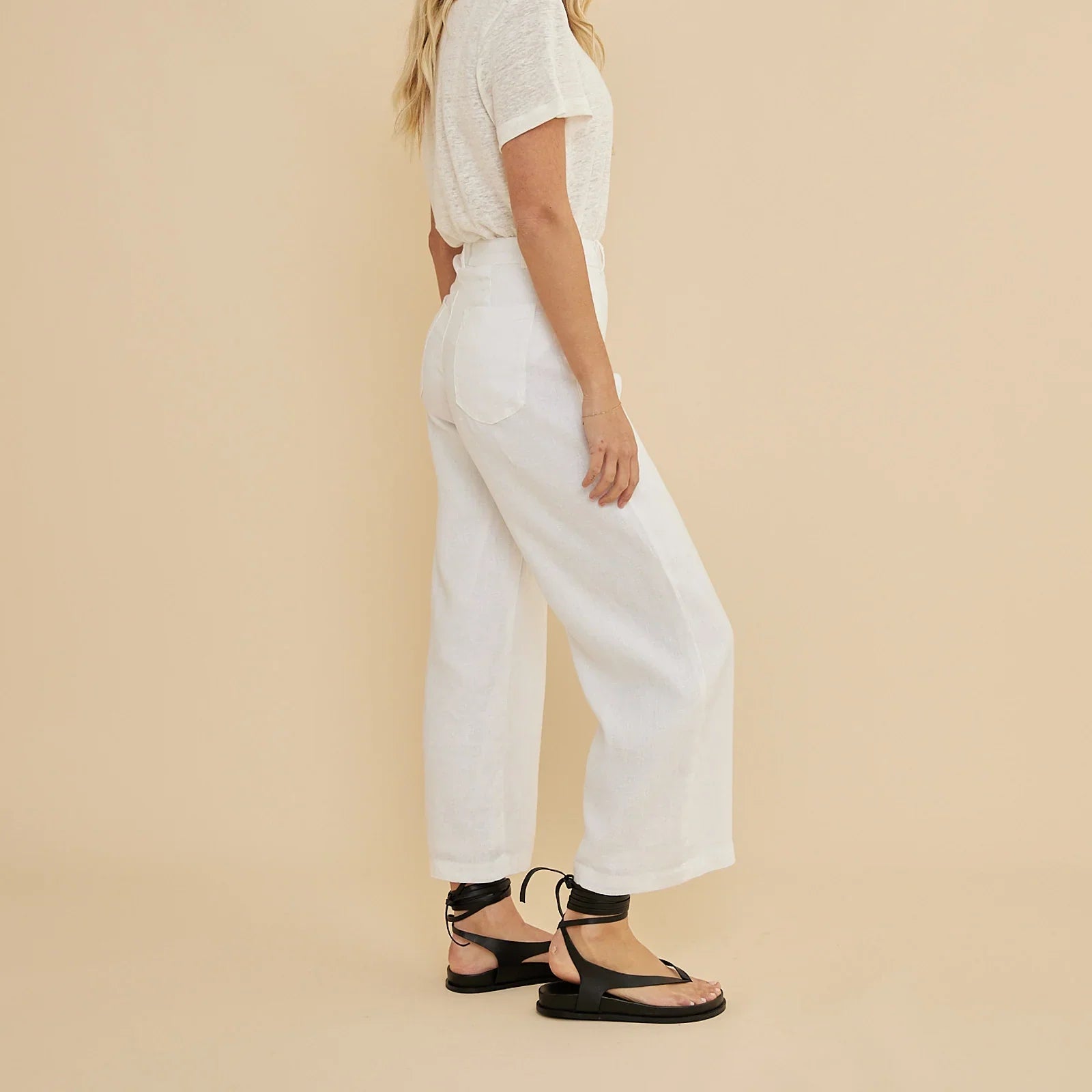 White Linen Casual Pants